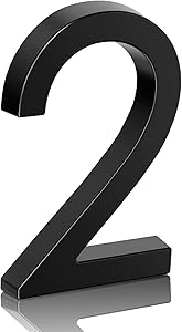 Photo 1 of 5" Floating Stainless Steel Address House Number, Modern Metal Anti-Rust House Numbers with Nail Kits for Door Garden Mailbox Decor Visibility Signage (2)