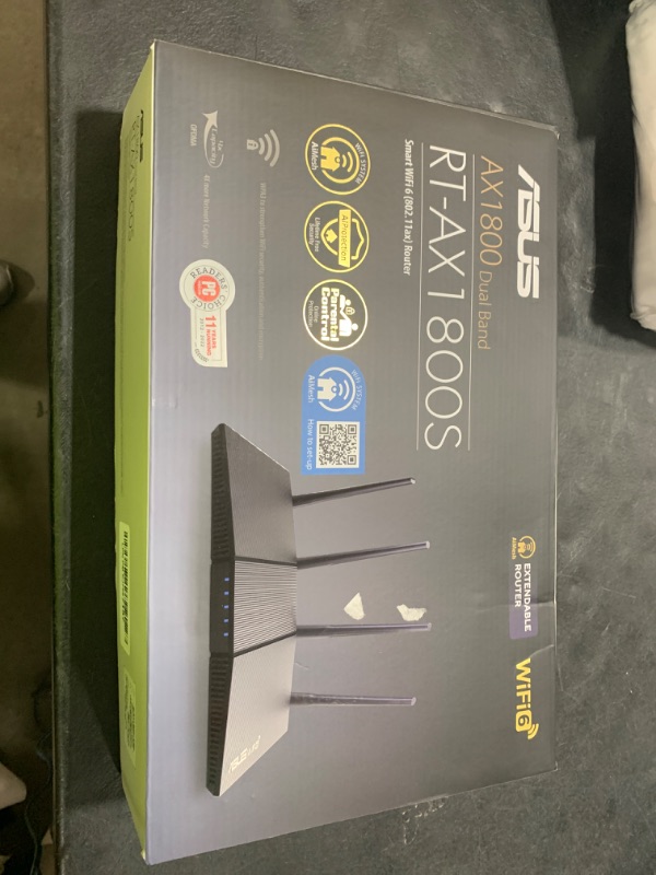 Photo 1 of ASUS RT-AX1800S Dual Band WiFi 6 Extendable Router, Subscription-Free Network Security, Parental Control, Built-in VPN, AiMesh Compatible, Gaming & Streaming, Smart Home