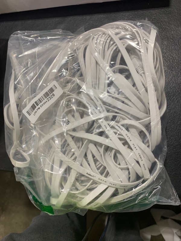 Photo 1 of Jadaol Cat 6 Ethernet Cable 150ft (45.72m), Outdoor & Indoor, 10Gbps Support Cat 8 Cat 7 Network, Long Flat Internet Lan Patch Cord, Cat6 High Speed Weatherproof Cable for Router, Modem, Switch, White