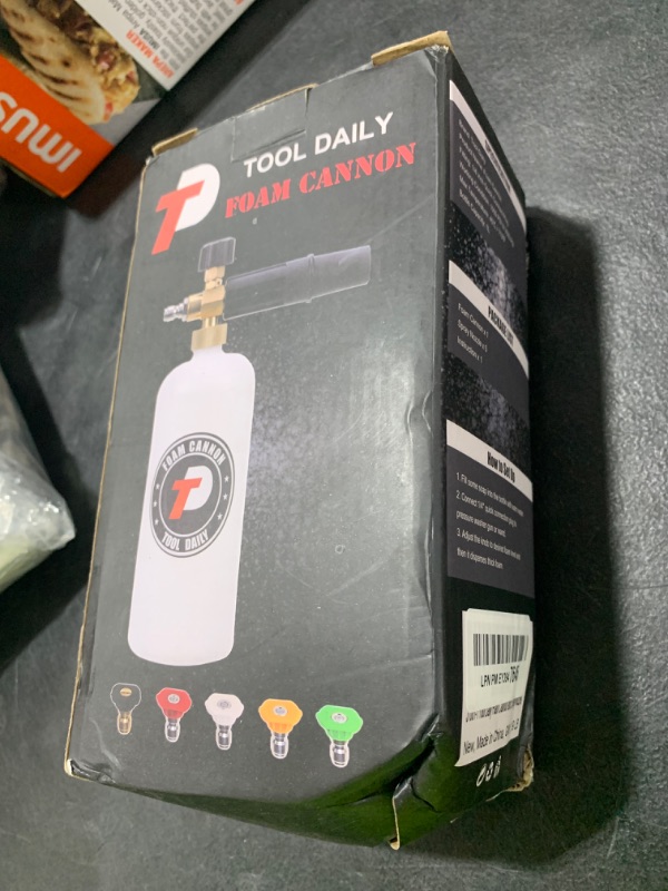 Photo 1 of Tool Daily Foam Cannon with 1/4 Inch Quick Connector, 1 Liter, 5 Pressure Washer Nozzle Tips