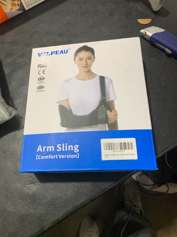 Photo 1 of VELPEAU Arm Sling Shoulder Immobilizer for Women and Men, fit Left or Right Arm - Rotator Cuff Support Brace -Medical Sling for Shoulder, Clavicle, Elbow Injury (Comfort type, Medium: Bust 29.5?-33.5?)