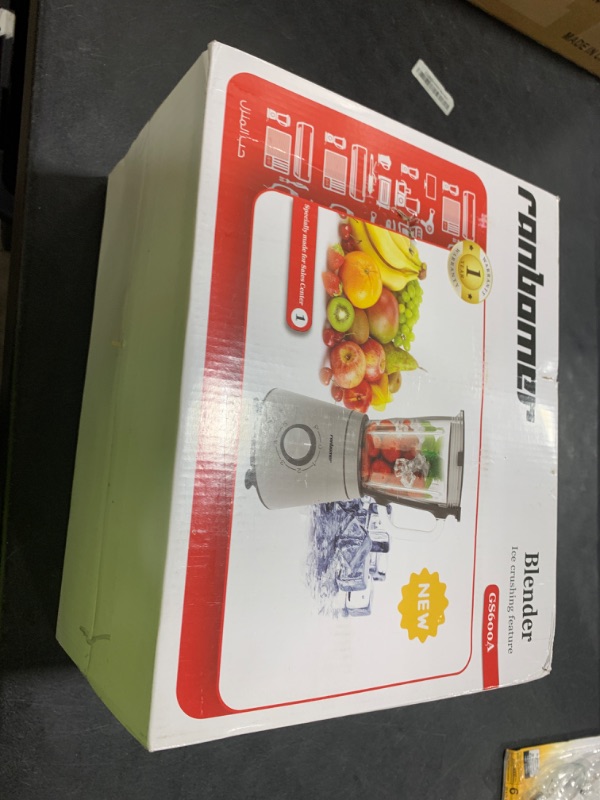 Photo 1 of Ranbomer Blender,Blenders for Kitchen,Glass Blender for Shakes and Smoothies,crush ice,51 oz Glass Jar,Simple Speed Dial,6 Stainless Steel Blades, Ice Crusher with Speed Control, Silver.