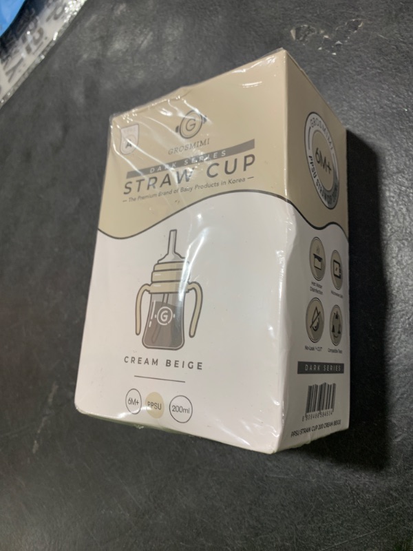 Photo 1 of GROSMIMI Spill Proof no Spill Magic Sippy Cup with Straw with Handle for Baby and Toddlers, Customizable, PPSU, BPA Free 6 oz (Beige)