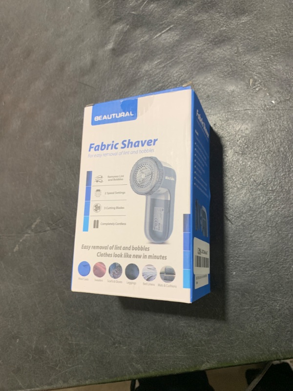Photo 1 of BEAUTURAL Fabric Shaver and Lint Remover, Sweater Defuzzer with 2-Speeds, 2 Replaceable Stainless Steel Blades, Battery Operated, Remove Clothes Fuzz, Lint Balls, Pills, Bobbles Gray