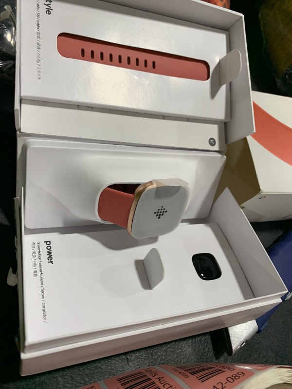 Photo 1 of Fitbit Versa 4 Fitness Smartwatch with Daily Readiness, GPS, 24/7 Heart Rate, 40+ Exercise Modes, Sleep Tracking and more, Pink Sand/Copper Rose, One Size (S & L Bands Included)
