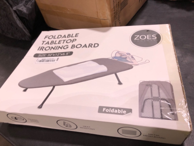 Photo 1 of ZOES HOMEWARE Metal Mesh Panel Tabletop Ironing Board | Foldable Iron Board | Heavy Duty Small Iron Board with Heat Resistant Cover and 100% Cotton 8mm Thicken Pad | 31.5"x11.8"x6.2"