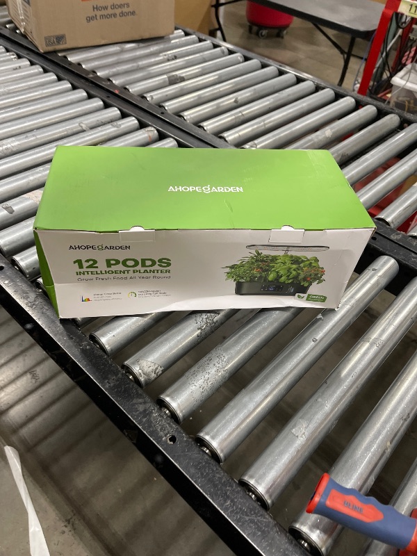 Photo 1 of Ahopegarden Hydroponics Growing System Kit Indoor Herb Garden with Grow Light 12 Pods, with LCD Touch Panel Hydroponic Planter, Planting Height Up to 17", Grower Harvest Fresh Veggie Lettuce, Black