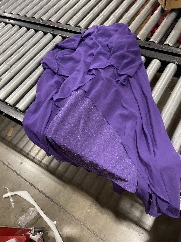 Photo 1 of Arshiner Girls Dress Contrast Mesh Puffy Short Sleeve A Line Casual Party Dress Dark Purple 10-11 Years