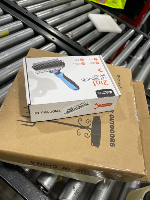 Photo 1 of MalsiPree Dog Brush for Shedding - 2 in 1 Undercoat Rake Deshedding Tool for Medium to Large Double-Coated Dog Grooming - Pet Dematting Comb - Pet Deshedder (Blue)