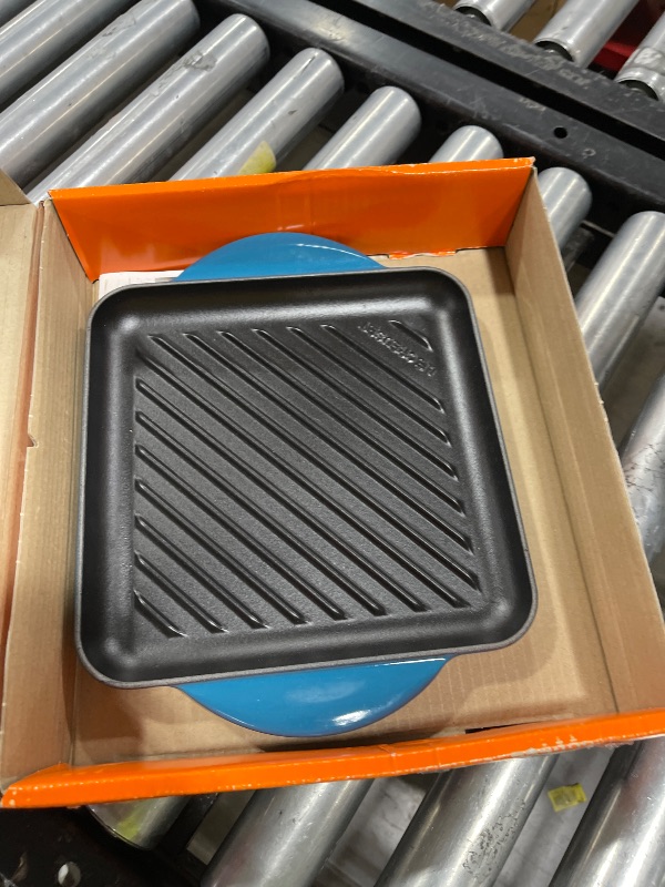 Photo 1 of Le Creuset Enamaled Cast Iron Square Grill, 9.5", Deep Teal