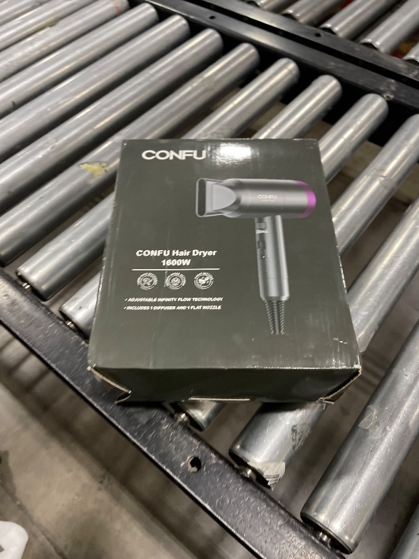 Photo 1 of CONFU Ionic Blow Dryer 1600W, Portable Lightweight Fast Drying Negative Ion Hairdryer Blowdryer, 3 Heat Settings & Infinity Speed, with Diffuser and Concentrator Nozzle for Home & Travel