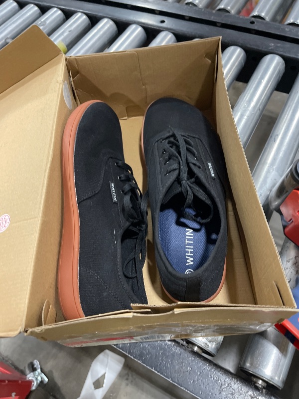 Photo 1 of WHITIN Canvas Barefoot Sneakers for Men Wide Toe Box Minimalist Zero Drop Sole Shoes Minimus Extra Width Fit Size 12 12W Weight Lifting Black Gum 46