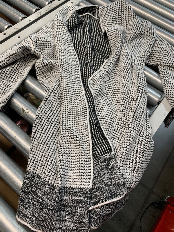 Photo 1 of (see all images) Sidefeel Womens Cardigan Plaid Open Front Chunky Knit Oversized Long Cardigan Sweaters Winter Coats Gray Large