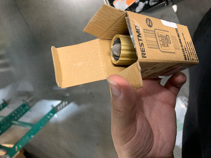 Photo 1 of ***(heavily used/ minor damage)***RESTMO Water Flow Meter with Brass Inlet Metal Thread, Measure Gallon/Liter Consumption and Flow Rate for Outdoor Garden Hose Watering, RV Water Tank Filling, Lawn Sprinkler and Nozzle Sprayer