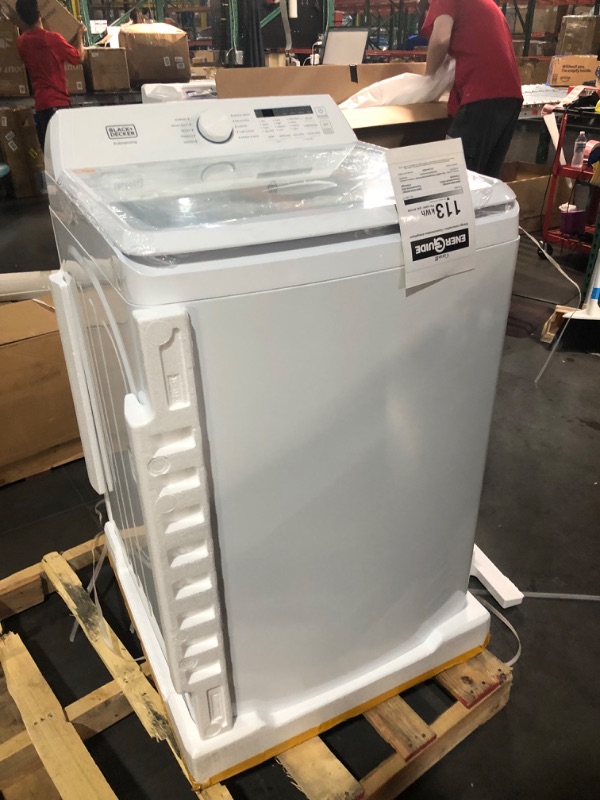 Photo 1 of BLACK+DECKER 4.1 Cu. Ft. Top Loading Washing Machine with Agitator, Full Size Washing Machine with Glass Lid and Stainless Steel Tub, Machine with LED Display, 10 Wash Cycles, 120V, BTLW41MW, White