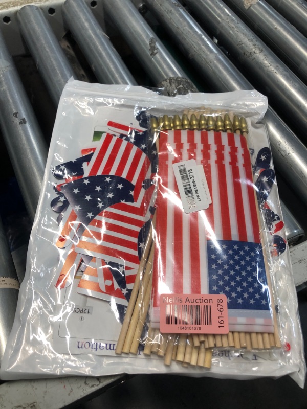 Photo 1 of 32 Pcs Patriotic Pinwheels and American Flags Set – 4th of July, Memorial Day, Independence Day Yard Decorations – Red White and Blue Party Decor for Kids, Parade, Garden, Classroom, Outdoor Use