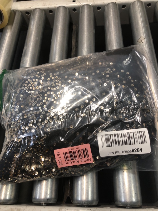 Photo 1 of (see images) FAIRY COUPLE Women's V-Neck Sequin Beaded Maxi Wedding Formal Evening Gown Dresses Black Gold L