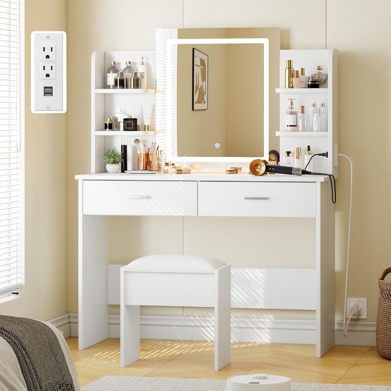 Photo 1 of  ***STOCK PHOTO REFERENCE ONLY*** GarveeHome White Makeup Vanity
