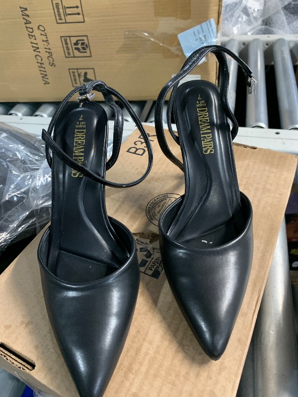 Photo 1 of ***(HEAVILY USED/ MINOR DAMAGE)***DREAM PAIRS High Heels for Women Closed Pointed Toe Dress Shoes for Women Ankle Strap Stiletto Heel Party Wedding Sexy Pump Shoes,Size 7,Black-Pu,SDPU2496W