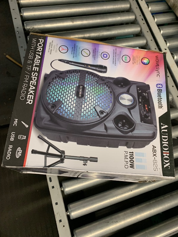 Photo 1 of ***(PARTS ONLY/ NON FUNCTIONAL)***Audiobox ABX-82S Portable 8" PA Speaker with Stand, WaveSync™ Technology, Bluetooth, LED Lights, 1100W - Includes Microphone & USB Cable