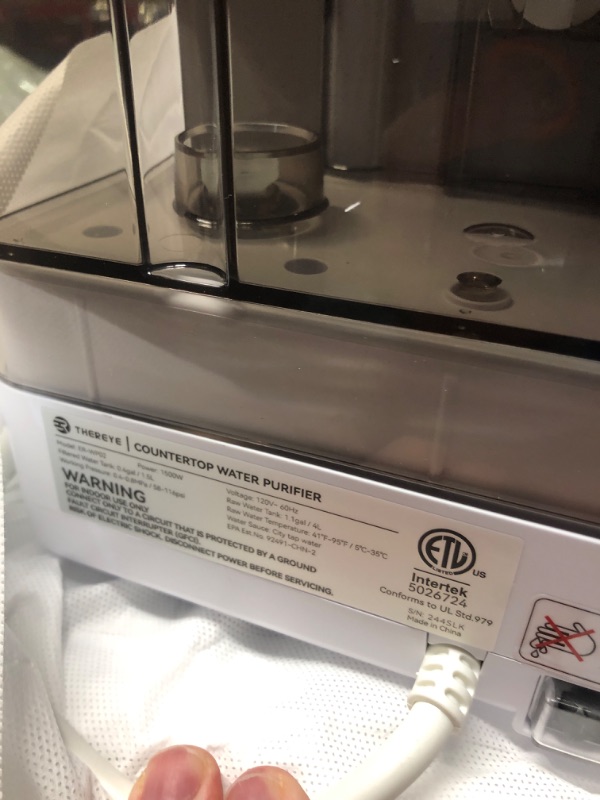 Photo 1 of (MISSING POWER CORD) (UNTESTED) Thereye Countertop Water Filter Reverse Osmosis System, 7 Stage Purification, Instant Heating Portable RO Filtration, BPA Free Water Purifier 2:1 Pure to Drain for Home RV (No Installation Needed)