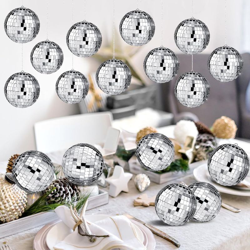 Photo 1 of (poetical set) 1 Large Disco Ball Small Hanging Mirror Disco Decorations for Party Wedding Dance and Music Festivals Decor Club Stage Props DJ Decoration