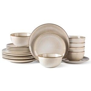 Photo 1 of ***PARTS ONLY***Stoneware Dinnerware Sets for 6, 18 Pieces Handpainted Ceramic Plates and Bow...