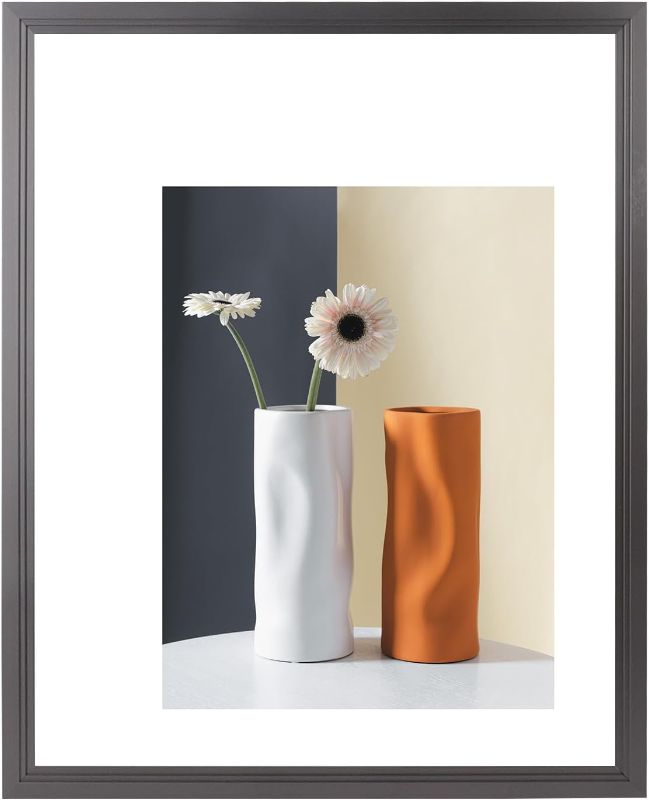 Photo 1 of (USED/FAIR) 16x20 Gray Picture Frame Wide Edge, No Mat, Plexiglass, Metal Aluminum Frame, Hanging Horizontally and Vetically