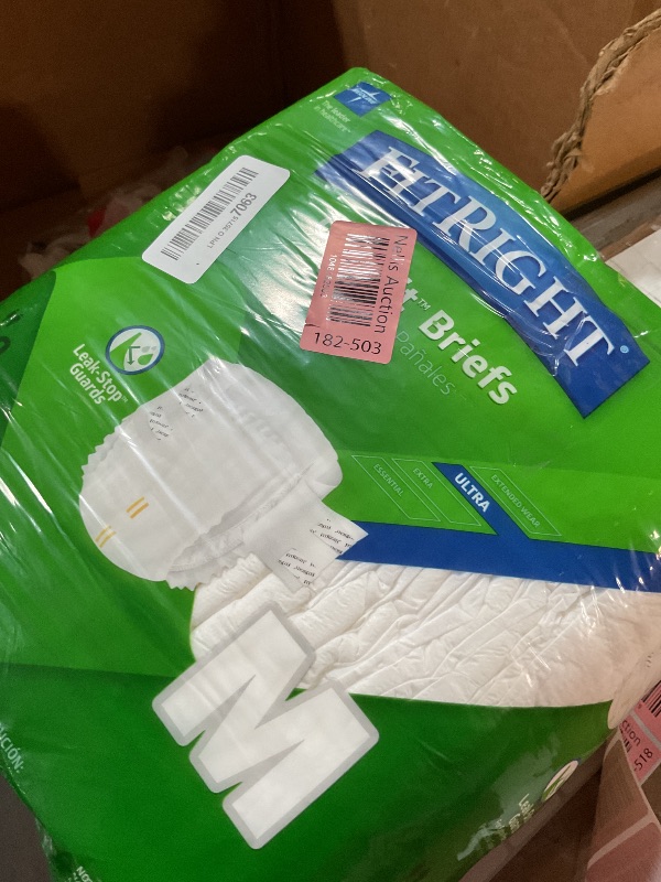 Photo 1 of FitRight Ultra Absorbency Adult Diapers, FSA/HSA Eligible, 20 Count, Waist Size 32"-44", M, Incontinence Briefs for Men and Women, Disposable, Moisture Wicking, Leak Protection