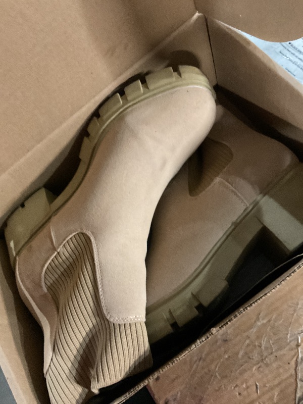Photo 1 of ***(HEAVILY USED/ MINOR DAMAGE)***Athlefit Women's Chelsea Boots Fashion Slip on Platform Ankle Boots Lug Sole Chunky Booties SIZE 11 