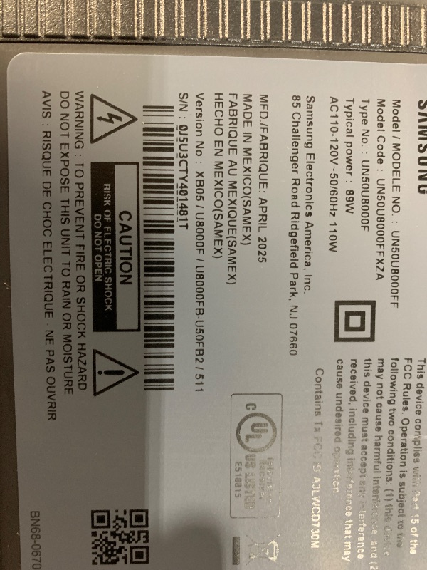 Photo 1 of ***Broken T.V.***SCREEN IS CRACKED***Samsung 50-Inch Class Crystal UHD U8000F 4K Smart TV (2025 Model) Endless Free Content, Crystal Processor 4K, MetalStream Design, Knox Security, Alexa Built-in