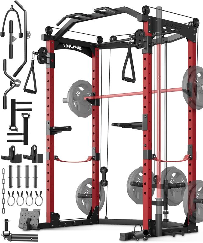 Photo 1 of (incomplete) Power Cage, Multi-Functional Power Racks for Home Gym with Cable Crossover System, 1600LBS Weight Capacity Fitness 