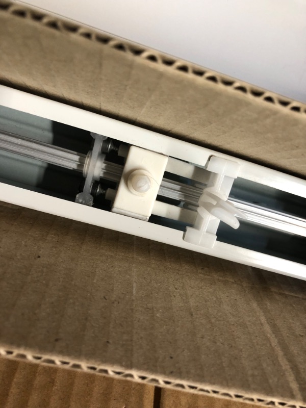 Photo 1 of ***DAMAGED - TILT WAND ATTACHMENT BROKEN - SEE PICTURES***
Vertical Hard Window Patio Blinds - White, 84" L x 78" W Ribbed & 3-1/2-Inch Vane - Easy Installation for All Patio Doors, Hardware Included - Aluminum Track for Durability, Anti-Static Slats