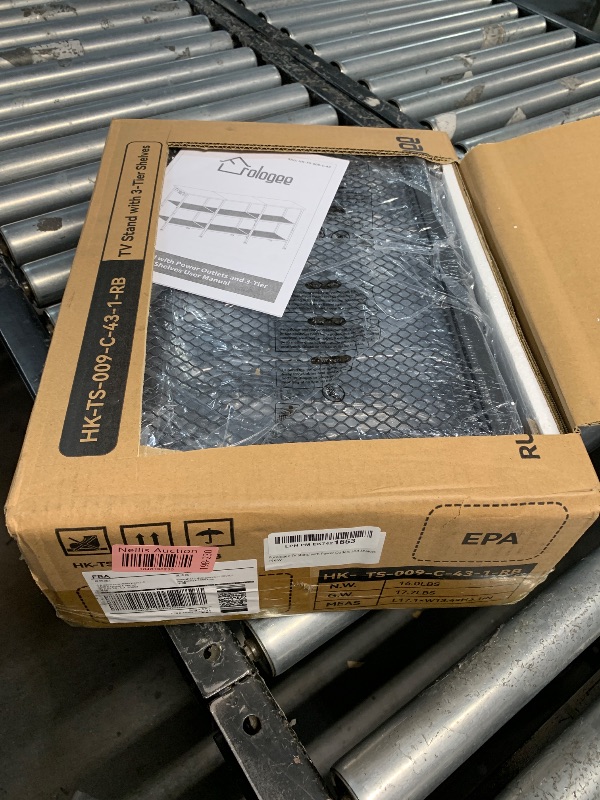 Photo 1 of Furologee TV Stand with Power Outlets, Small Entertainment Center with Open Storage Shelves, Media Console Center for TVs up to 50 Inch, Television Stands for Living Room/Bedroom, Rustic Brown