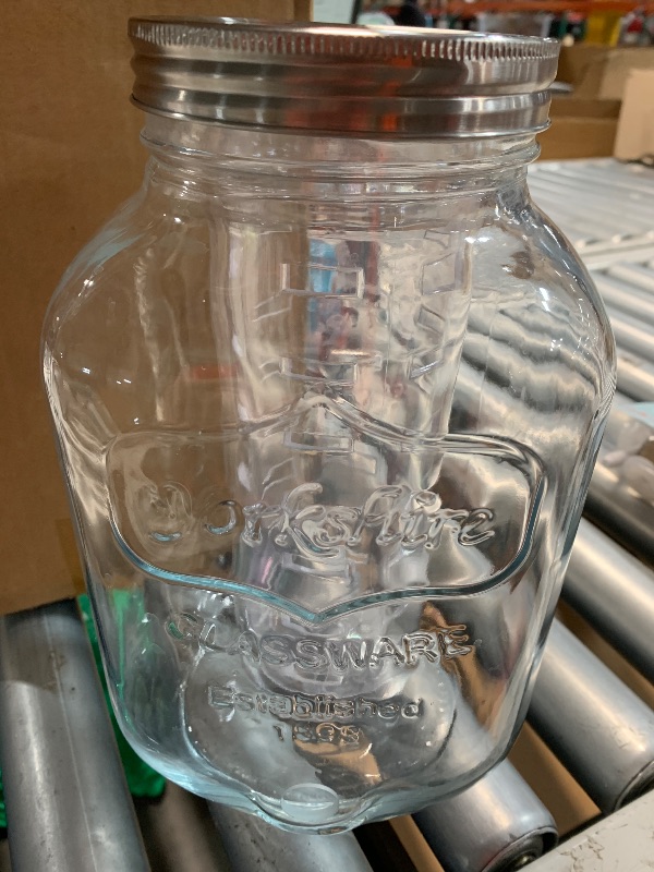 Photo 1 of (used)(see all images) OneDream Glass Drink Dispenser for Parties, 1Gallon Beverage Dispenserd with Stand, Lemonade Dispenser 
