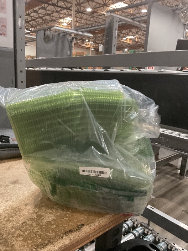 Photo 1 of **16 LIDS WERE THROWN OUT DUE TO DAMAGES/ UNKNOWN OTHER DAMAGES** ECO PRODUCTS Compostable 16oz Rectangular Deli Containers With Lids, Pack of 100, Veridian Clear Green Meal Prep, Made from PLA, A Renewable Material Made from Plants, One Lid Fits All