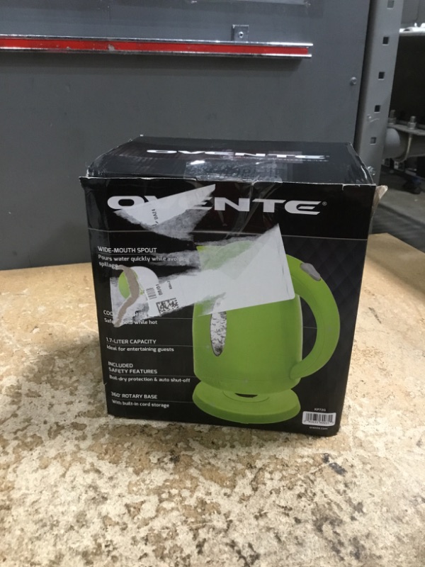 Photo 1 of *************DOES NOT INCLUDE THE BASE***********
OVENTE Electric Kettle, 1.7L Fast Boiling Water Heater for Coffee or Tea, BPA Free with Water Level Gauge, Auto Shut-Off, Boil-Dry Protection, Indicator Light and Removable Filter, Green KP72G
