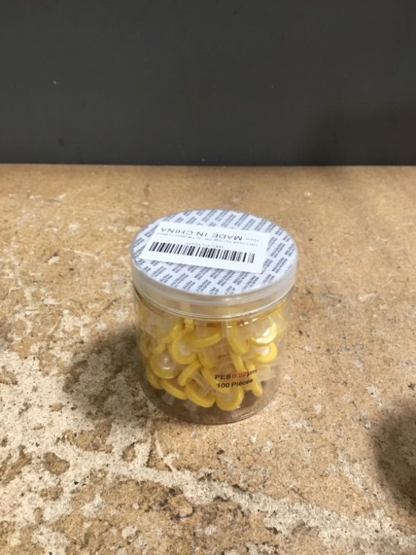 Photo 1 of 100 Count Syringe Filter, PES Hydrofilic Membrane 13mm Diameter 0.22um Pore Size, Syringe Lab Filters, Non Sterile Filtration (Yellow)