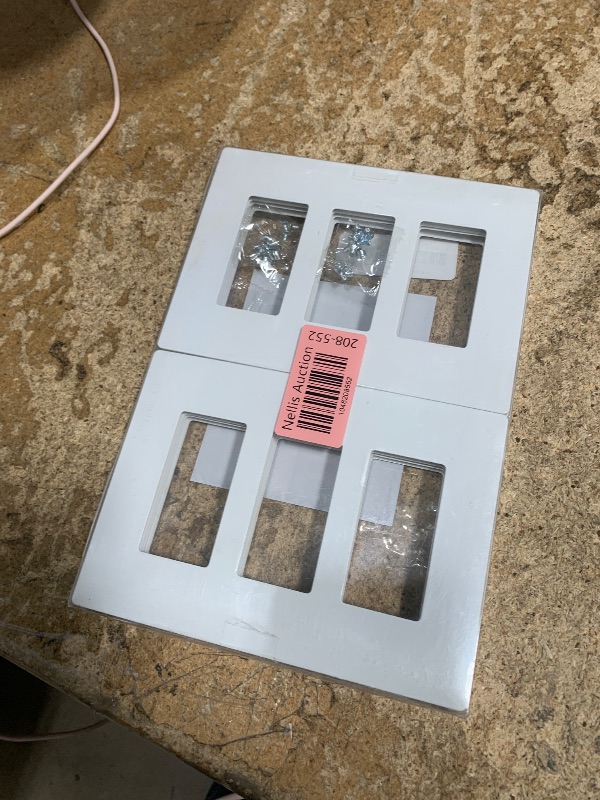 Photo 1 of [4 Pack] BESTTEN 3 Gang Mid-Size Screwless Outlet Cover, Midway Decorative Wall Plate, USWP6 Gloss Snow White, Midsize H4.88" x W6.74", UL Listed
