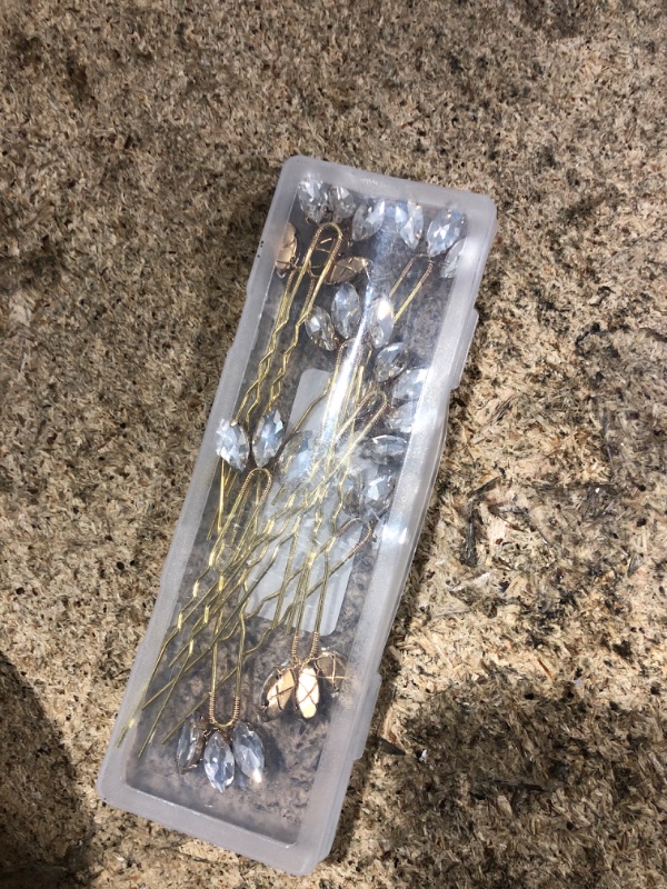 Photo 1 of 10 Pieces Crystal Wedding Hair Pins Rhinestone Bridal Hair Clips Pins for Bride Bridesmaids Women (Gold)