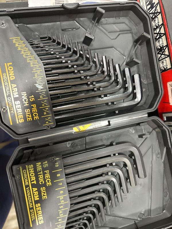 Photo 1 of 31-Piece Hex Key Set - Allen Wrench Set, SAE and Metric Allen Keys MM(0.7mm-10mm) SAE(0.028"-3/8) Heat-Treated, Torque Handle, High Leverage, Long & Short Keys, Easy Organization