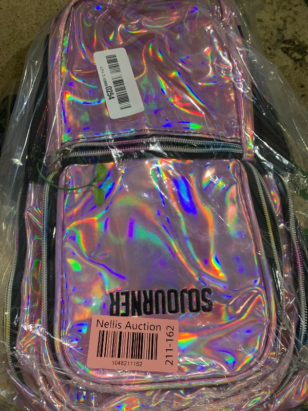 Photo 1 of SOJOURNER Rave Hydration Pack Backpack - 2L Water Bladder Included for Festivals, Raves, Hiking, Biking, Climbing, Running and More (Medium) (Holographic - Pink)