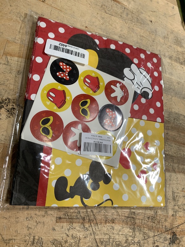 Photo 1 of 24 Pack Mickey Minnie Party Favor Bags Paper Goodie Bags - Treat Candy Bag for Kids' Minnie Mickey Theme Party, Boys Girls Mickey Birthday Party Supplies Gift Bags with Stickers for Party Decorations