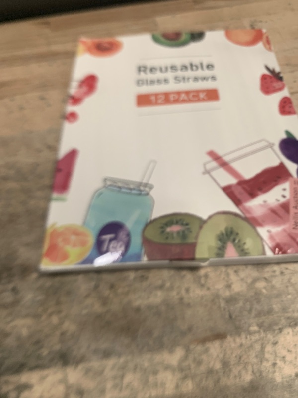 Photo 1 of [12 Pcs] Reusable Colorful Long Glass Straws - 11" x 8mm and 9" x 8mm Shatter Resistant Each Including 3 Straight and 3 Bent with 2 Cleaning Brush Perfect for 30 oz 20 oz Tumblers Juice Coffee