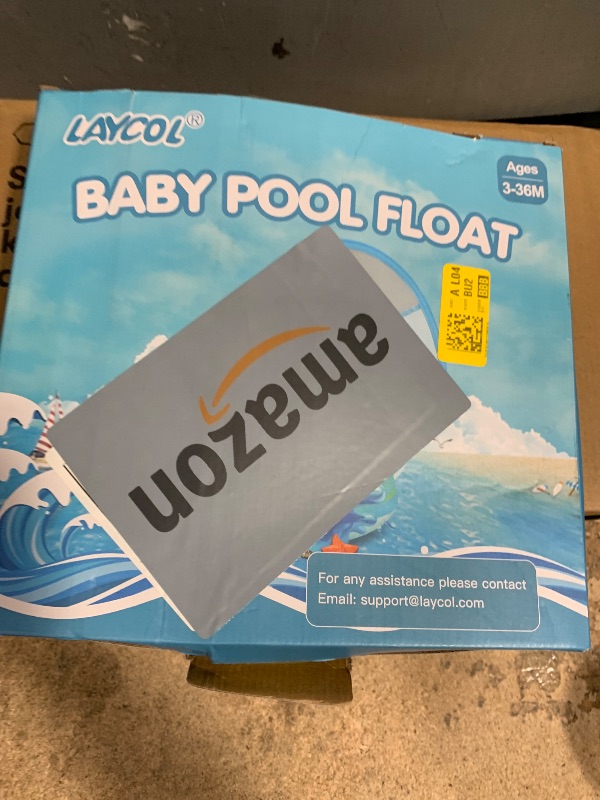 Photo 1 of LAYCOL Baby Swimming Float Inflatable Baby Pool Float Ring with Sun Protection Canopy,add Tail no flip Over for Age of 3-36 Months (Blue, L)