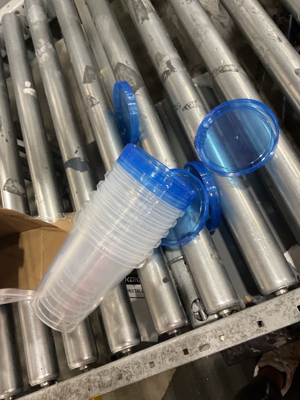 Photo 1 of [32 oz 6 Pack] Food Storage Freezer Containers Clear bottom With blue Twist Top Lids Reusable, Plastic Airtight Meal Prep Containers BPA Free | Stackable | Leakproof | Microwave/Dishwasher Safe