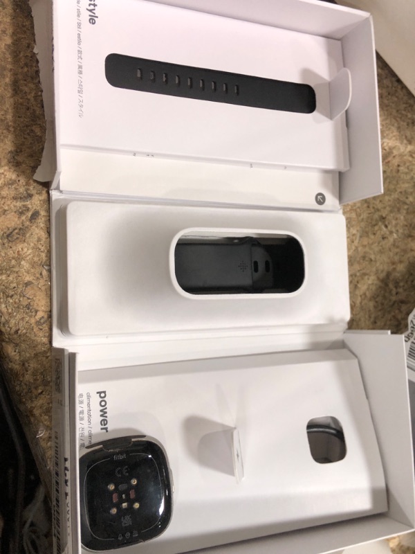 Photo 1 of *** PARTS ONLY *** Fitbit Versa 4 Fitness Smartwatch with Daily Readiness, GPS, 24/7 Heart Rate, 40+ Exercise Modes, Sleep Tracking and more, Black/Graphite, One Size (S & L Bands Included)