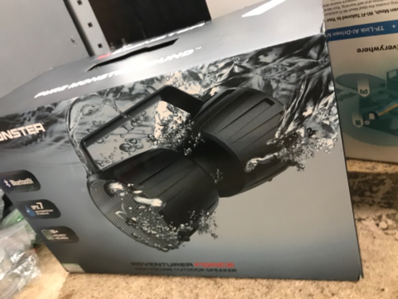 Photo 1 of Monster Adventurer Force Bluetooth Speaker IPX7 Waterproof Speaker 5.0 with Microphone Input, 80W Portable Bluetooth Speakers with 40H Playtime for Indoor Outdoor Party, Black