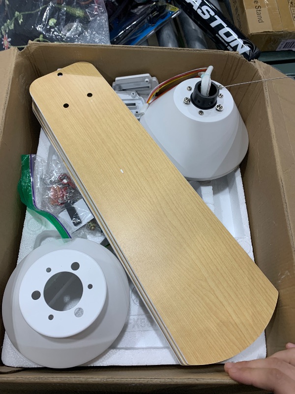 Photo 1 of **Parts Only** TCL Ceiling Fans with Lights, 52 Inch Low Profile Ceiling Fan with Light and Remote Control, Flush Mount, DC Reversible Motor, Noiseless, 6 Speeds Ceiling Fan for Bedroom (White)