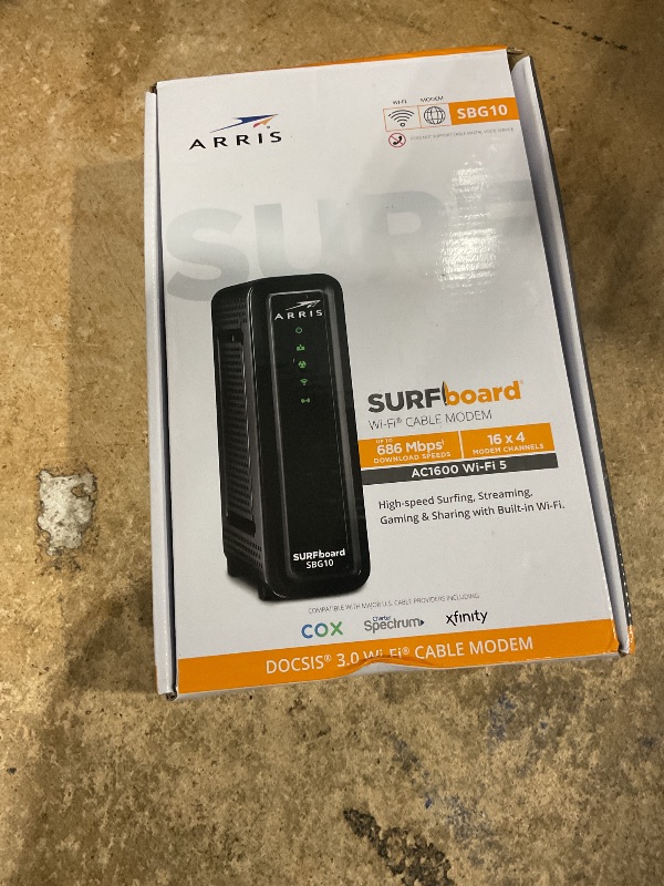 Photo 1 of (USED/FAIR) ARRIS (SBG10) - Cable Modem Router Combo - DOCSIS 3.0 16 x 4 Gigabit & AC1600 WiFi, For Comcast Xfinity, Cox, check with ISP for compatibility [Not for Spectrum] 400 Mbps Max Internet Speeds
